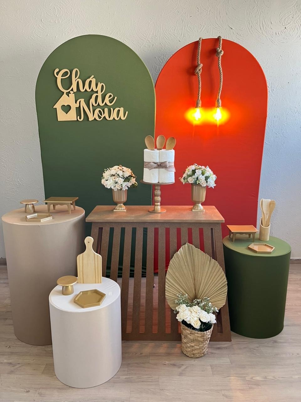 Decoração Verde Oliva Rustica Chá de Casa Nova - Ph Pegue e Monte
