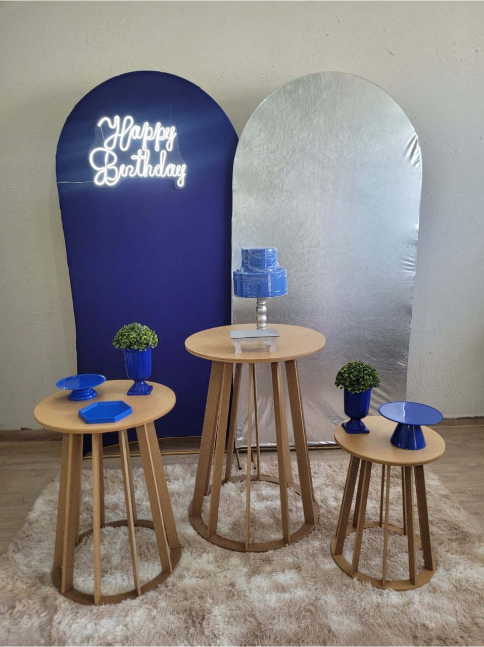 Decoração Azul / Prata 5 (Mesa Redonda) - Ph Pegue e Monte