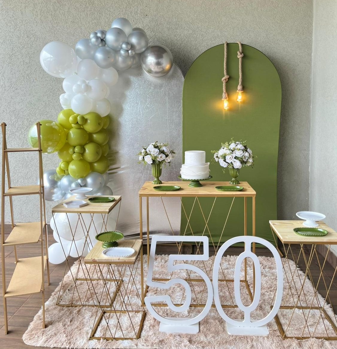 Decoração Verde Oliva / Prata Mesa Teia - Ph Pegue e Monte