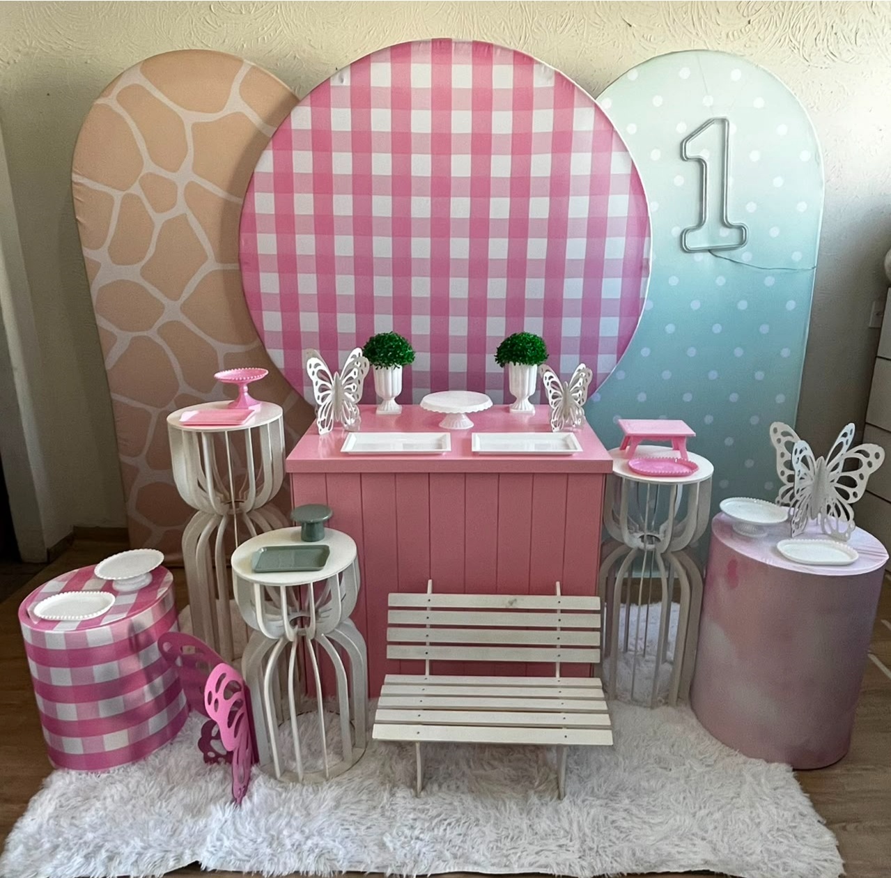 Decoração Xadrez Rosa 3 - Ph Pegue e Monte