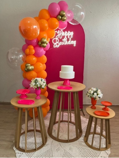 Decoração Pink Mesa Redonda (Não Acompanha Bexiga)  - Ph Pegue e Monte