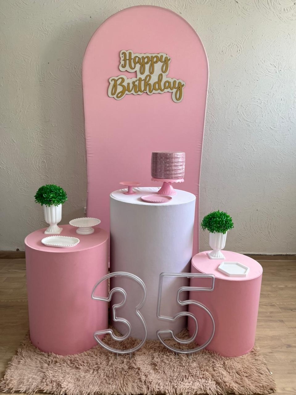 Decoração Rosa Bebê / Branco (Numero Led) - Ph Pegue e Monte