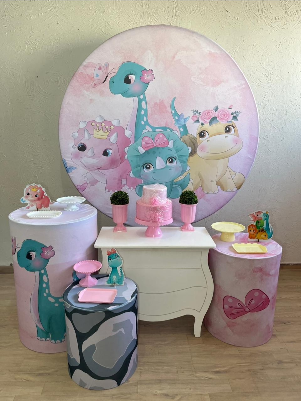 Dino Baby Rosa Kit Ouro - Ph Pegue e Monte