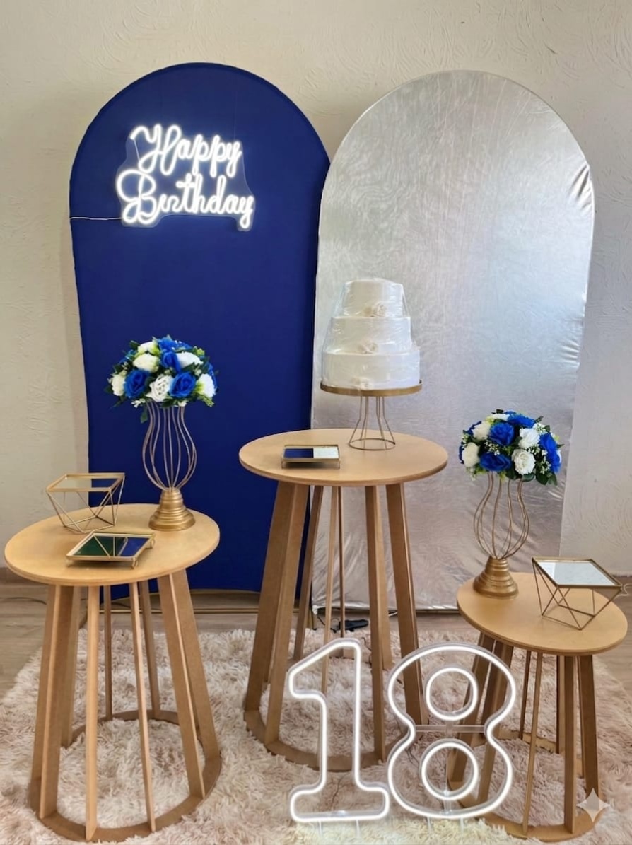 Decoração Azul / Prata 2 (Mesa Redonda) - Ph Pegue e Monte