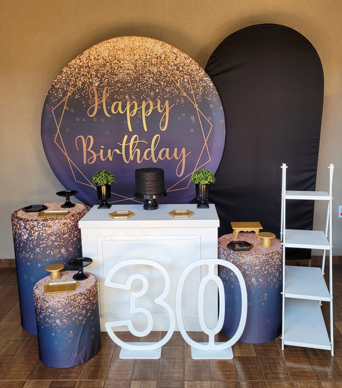 Happy Birthday Preto/Dourado Kit Diamante  - Ph Pegue e Monte