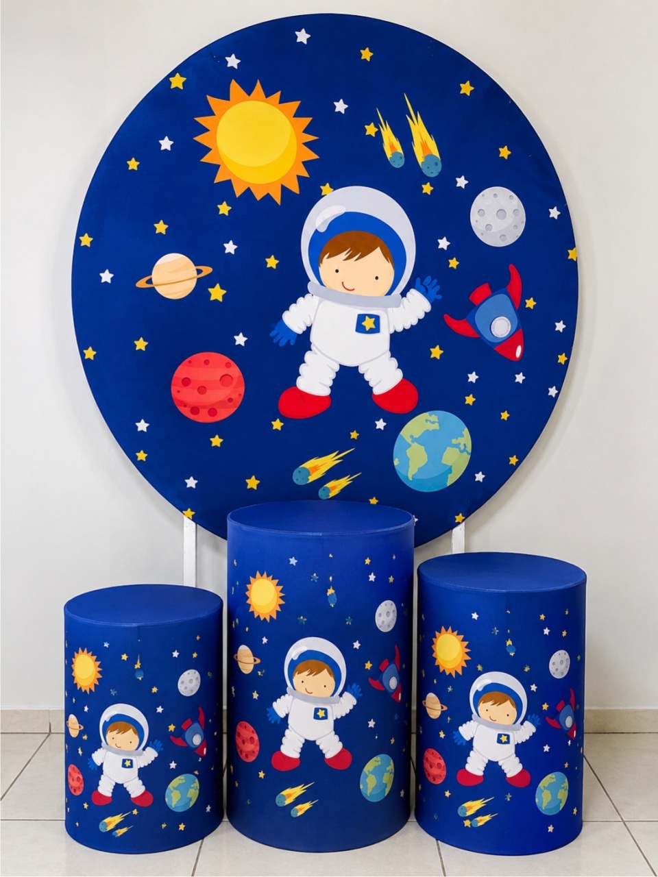 Capa Para Painel Redondo Baby Astrounato - Atelie  Flor Festas