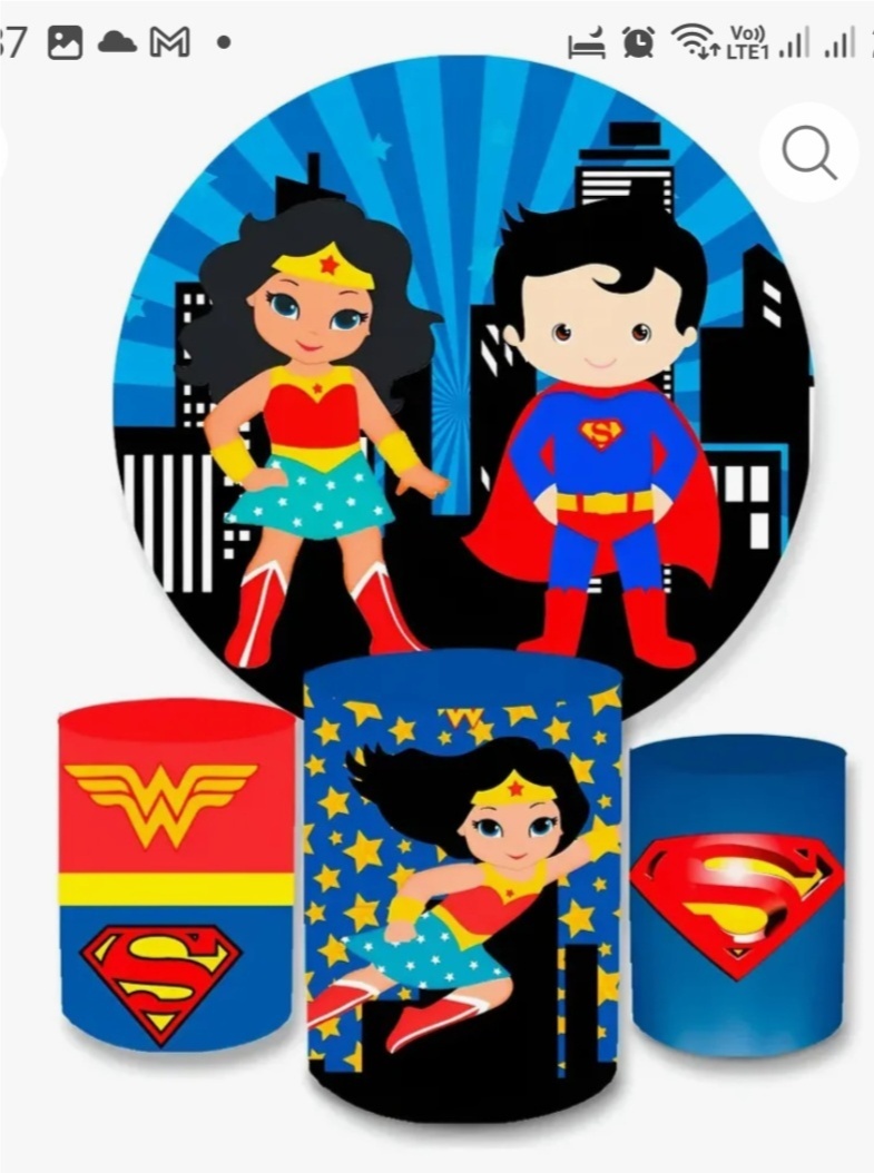 Capa Para Cilindro Super Homem E Mulher Maravilha Baby M - Atelie  Flor Festas