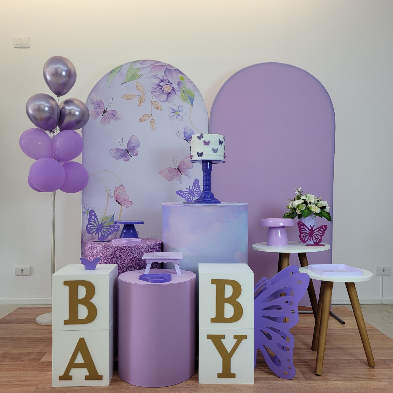 Borboleta Lilas Cha de Bebe - Kit Nuvem de Algodão - Monte e Feste 