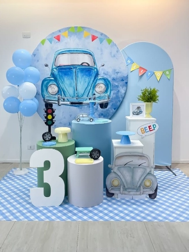 Fusca Azul - Kit Nuvem de Algodão  - Monte e Feste 