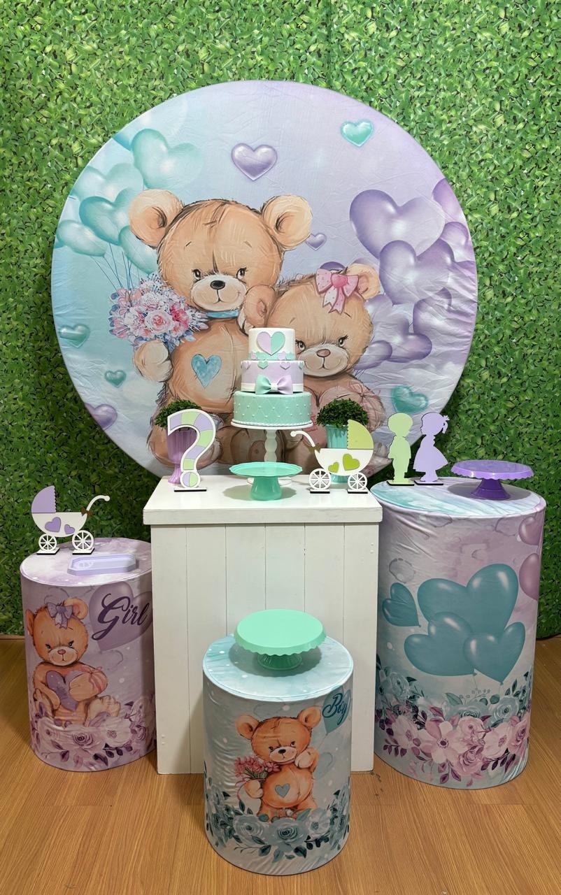 Kit Chá Revelação Verde E Lilas  - Voar Decorações