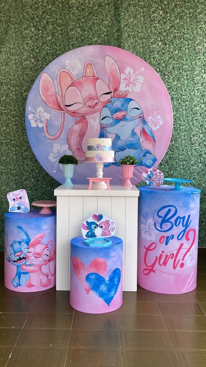 Kit Stitch E Angel Revelação  - Voar Decorações