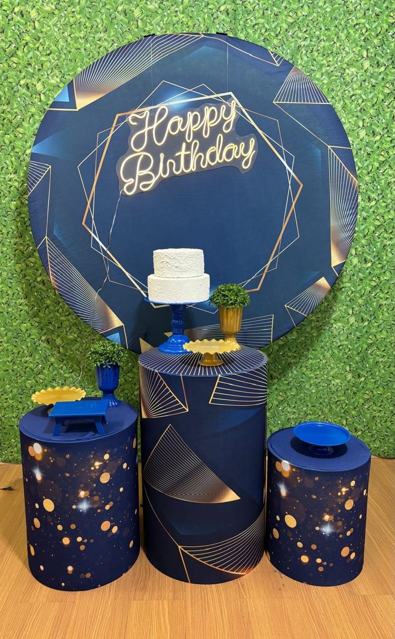 Kit Geometrico Azul Com Dourado  - Voar Decorações