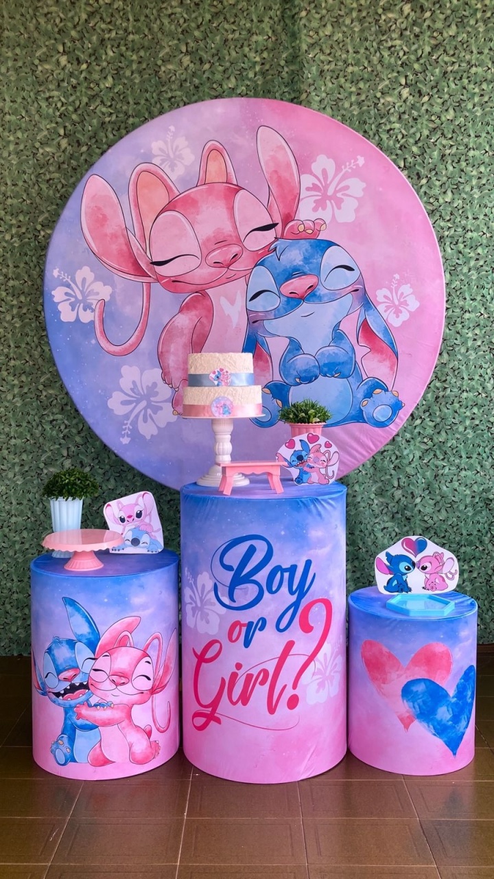 Kit Stitch E Angel Revelação  - Voar Decorações