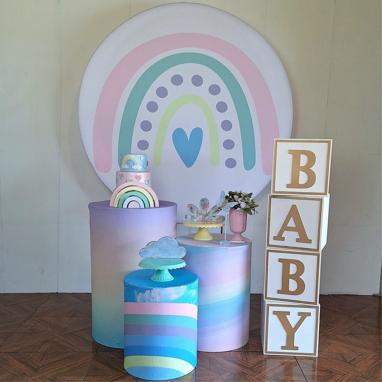Chá Revelação Baby Arco Iris Ouro - bruna cruanes