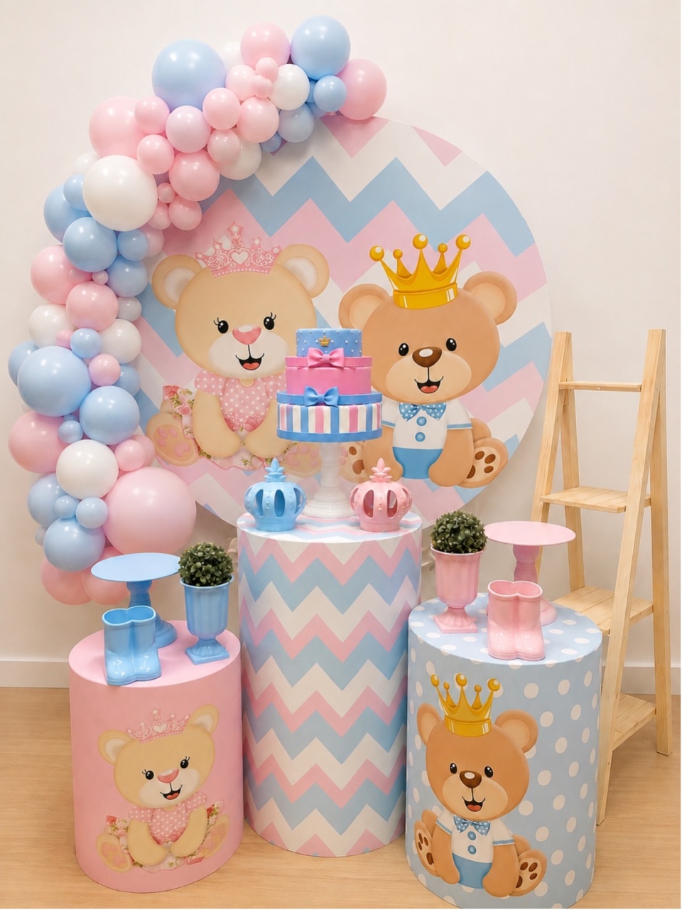 Revelação Rosa Azul Ursinho - Decoracoes4you