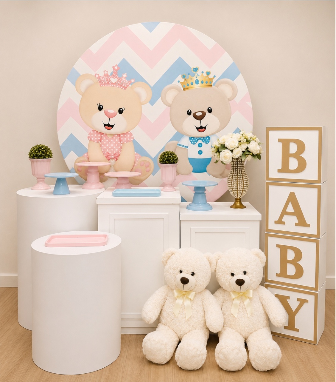 Rosa Azul Revelação Cha de Bebê - Decoracoes4you