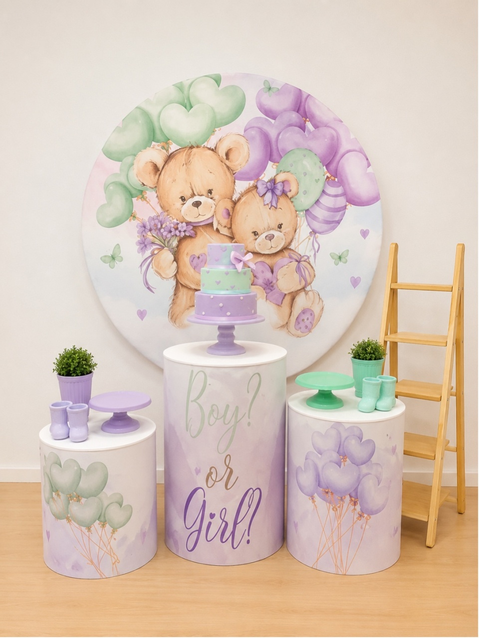 Revelação Ursinho Verde Lilás - Decoracoes4you
