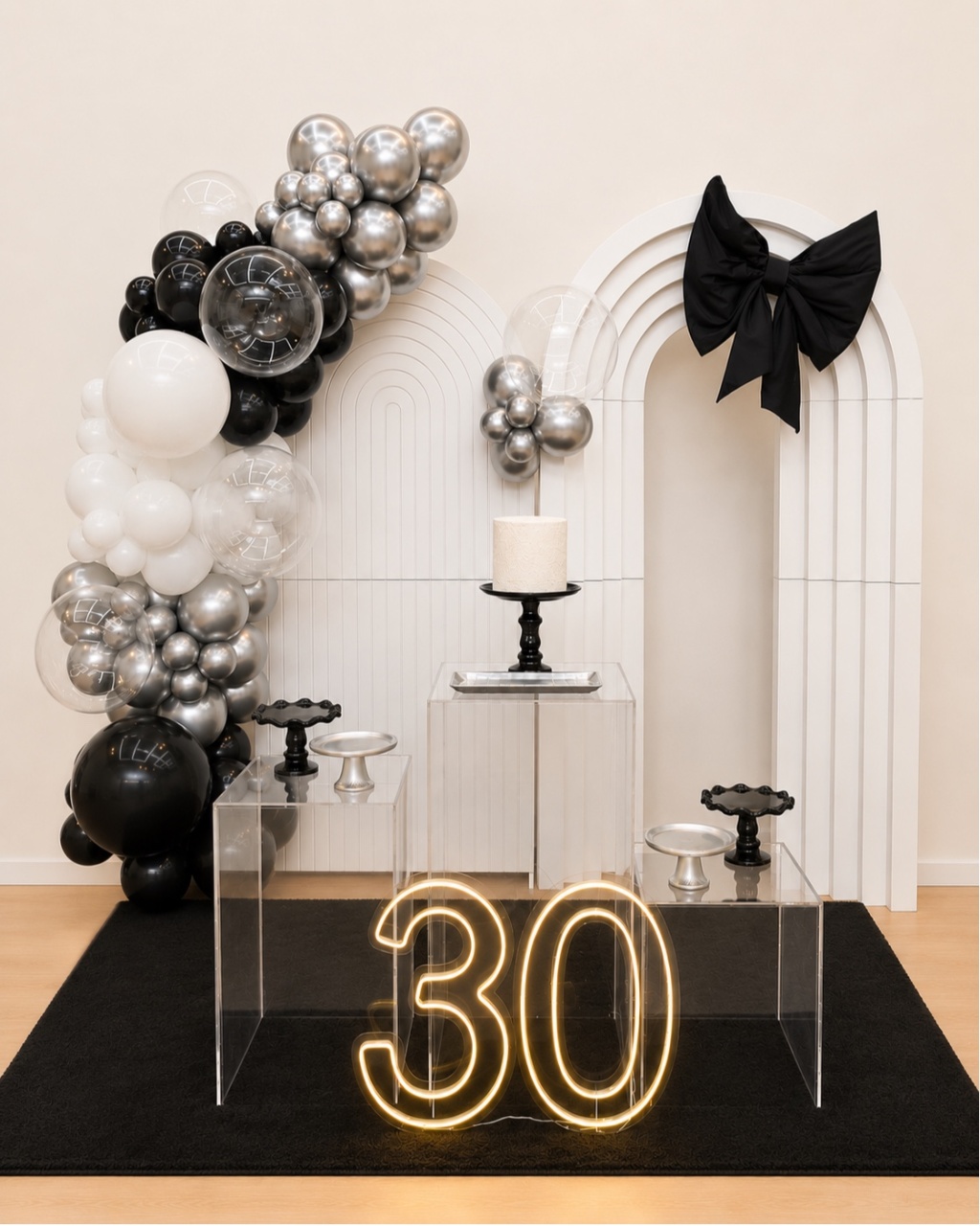 Adulto Preto Branco Laço - Decoracoes4you