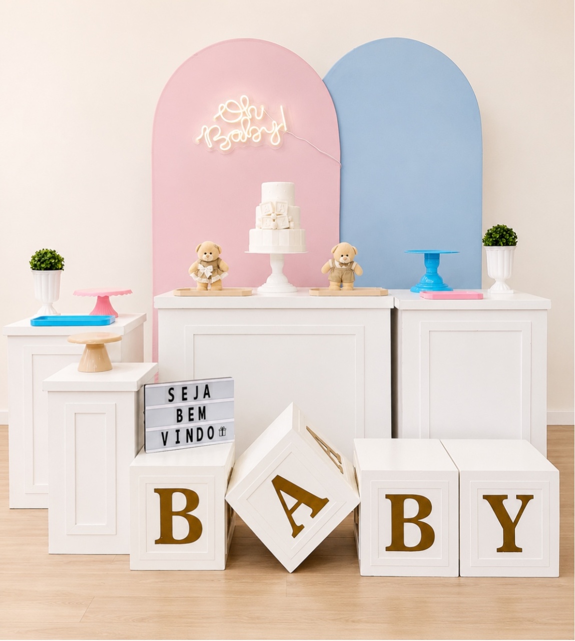 Cha de Bebê Rosa Azul Revelacao - Decoracoes4you
