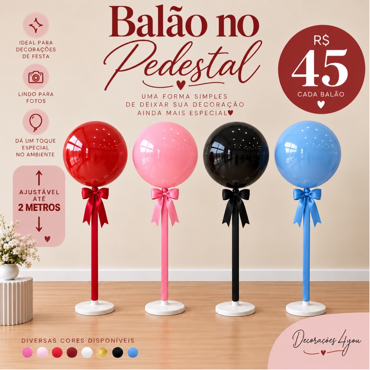 Balão No Pedestal Bubble - Decoracoes4you
