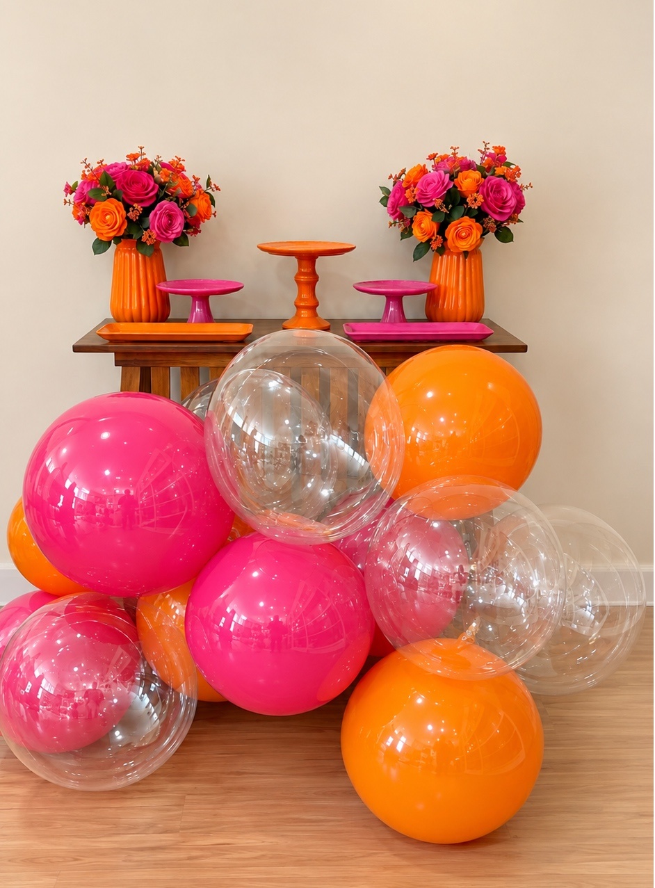 Adulto Festa Mesa Luxo Laranja Pink - Decoracoes4you
