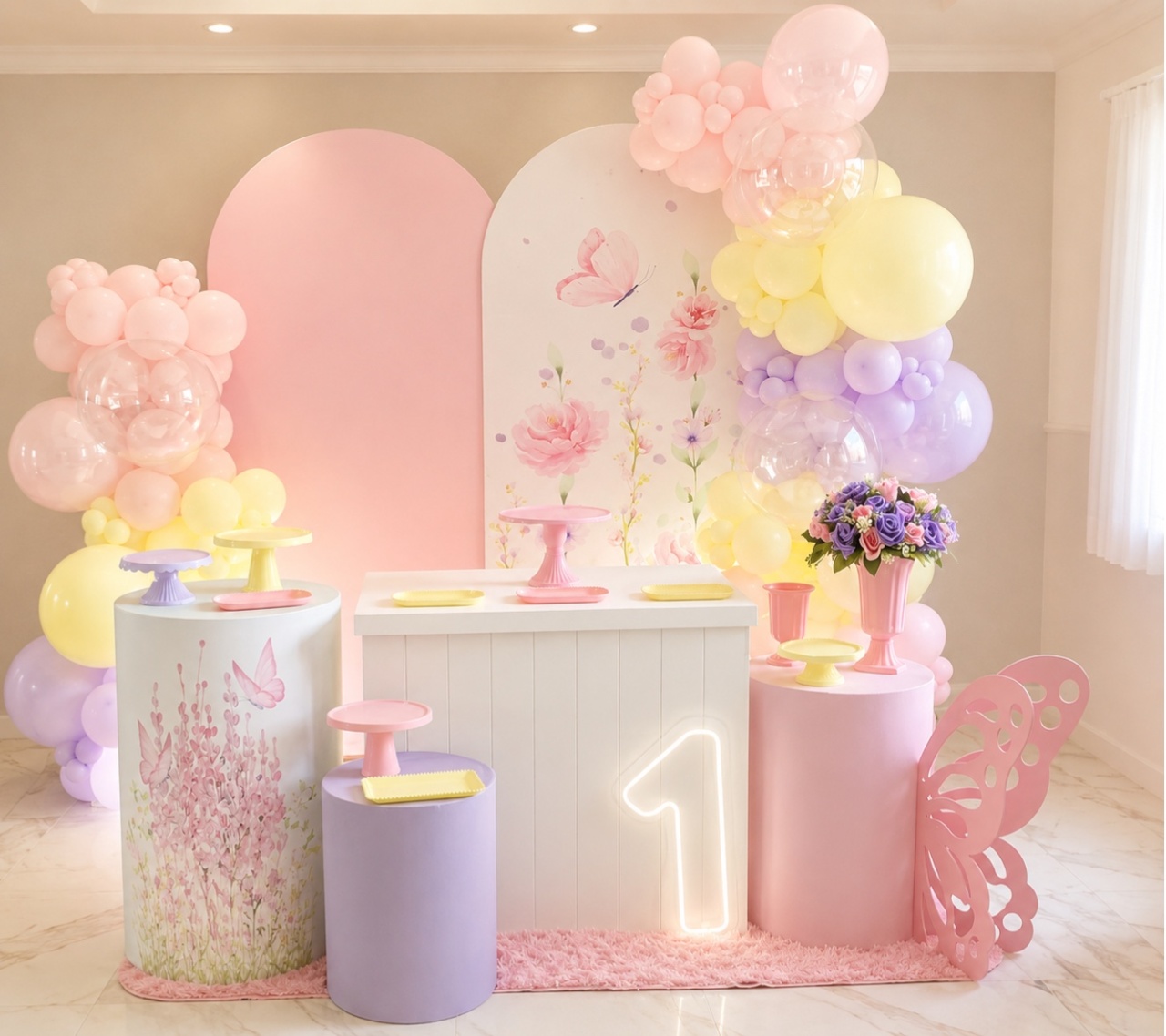 Borboleta Jardim Flores Rosa - Decoracoes4you