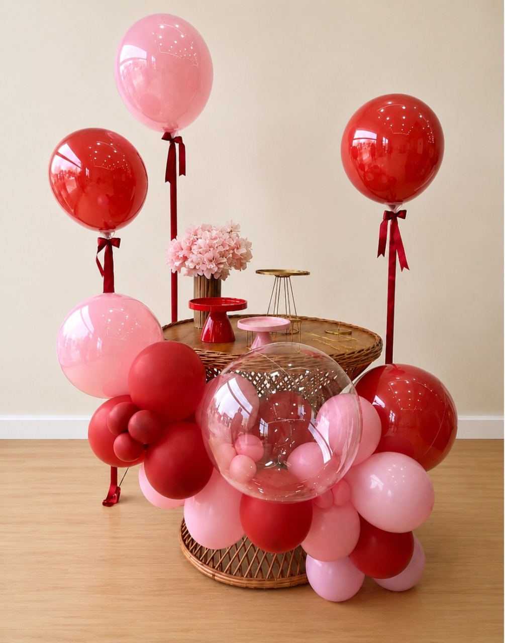 Vime Com Balão Luxo Rosa Vermelho - Decoracoes4you