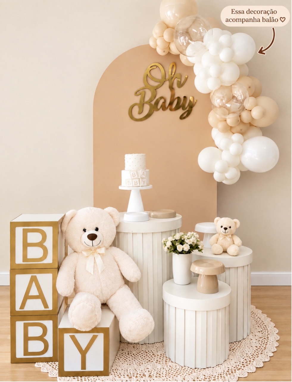 Cha Bebe Clean Com Balão Mesa Ripada - Decoracoes4you