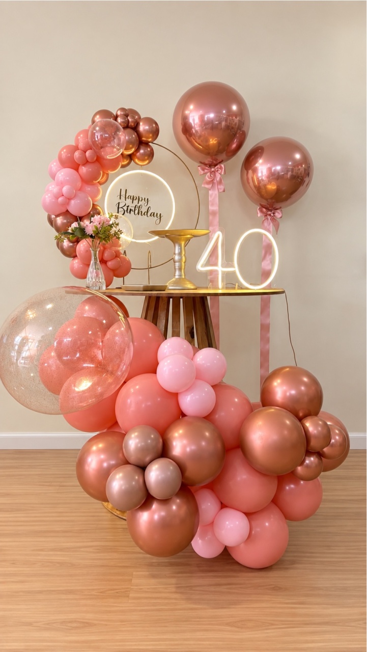 Adulto Com Balão Rose Mesa - Decoracoes4you