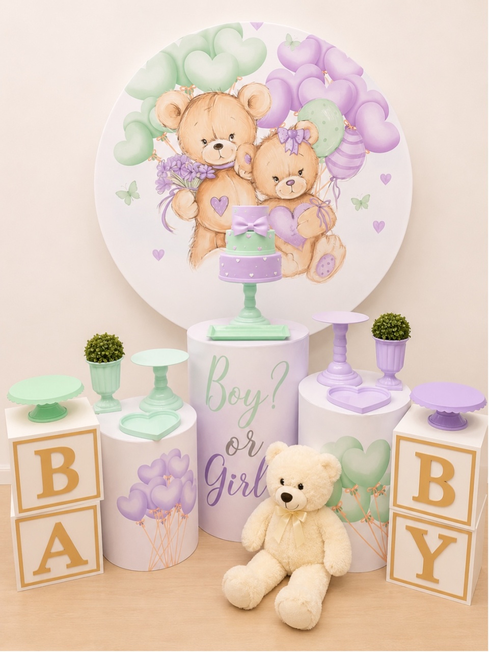 Chá Revelação Verde Lilás - Decoracoes4you