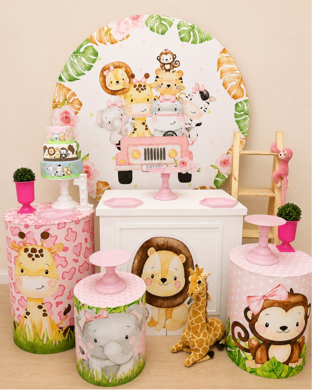 Safari Rosa Menina - Decoracoes4you