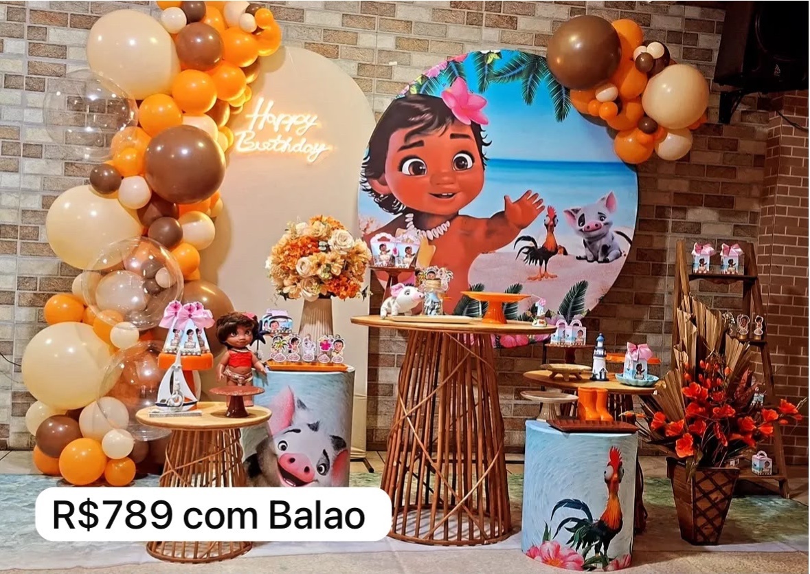Moana Com Balao Luxo - Decoracoes4you