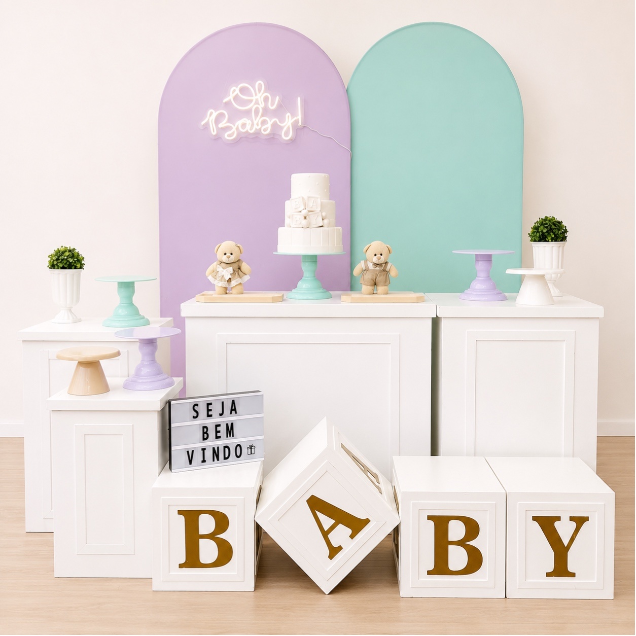 Cha de Bebê Verde Lilas - Decoracoes4you