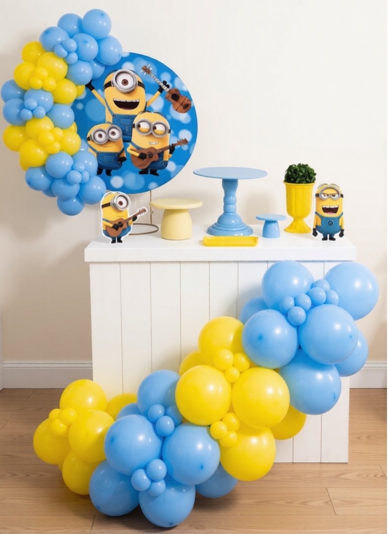 Minions Com Balão Festa Na Mesa - Decoracoes4you