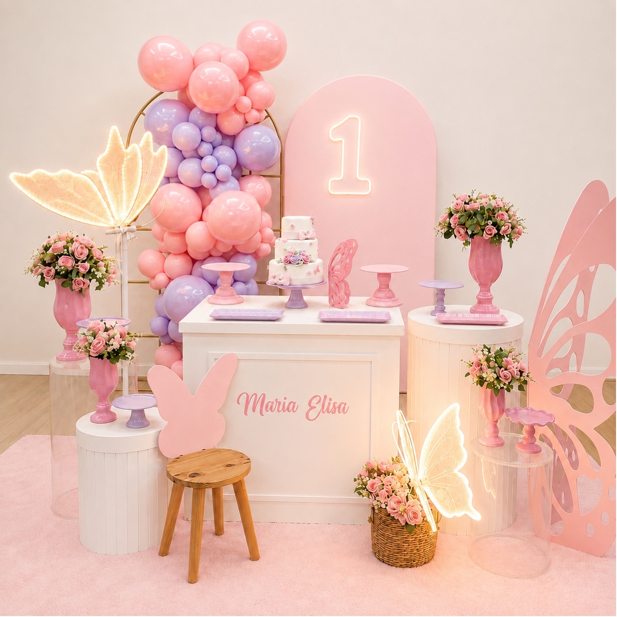 Borboleta Jardim Rosa - Decoracoes4you