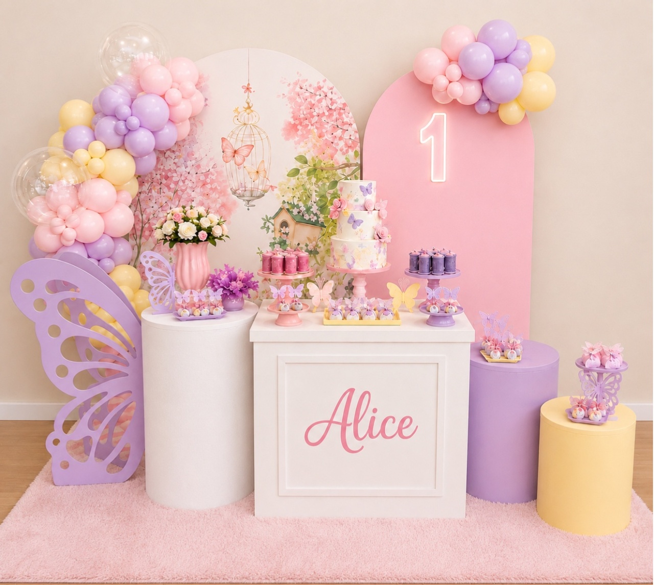 Borboleta Jardim Rosa - Decoracoes4you