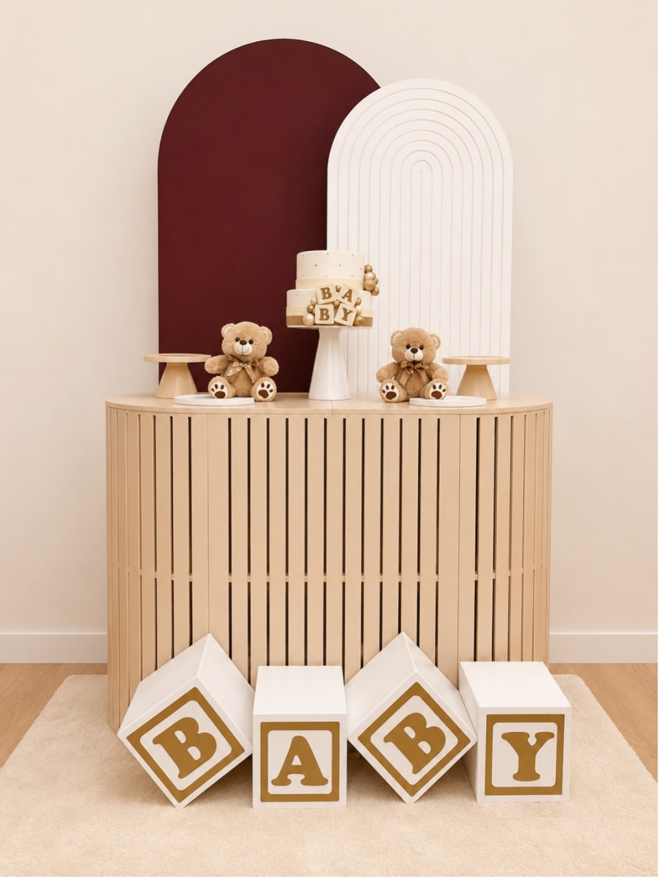 Marrom Branco Mesa Oval Cha de Bebê - Decoracoes4you
