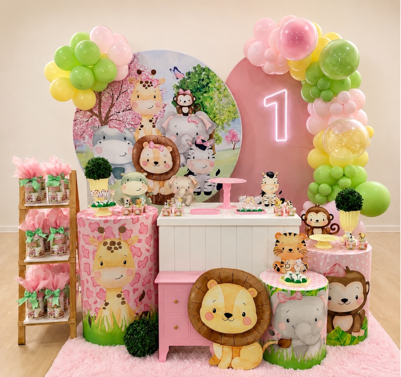 Safari Rosa Menina Luxo - Decoracoes4you