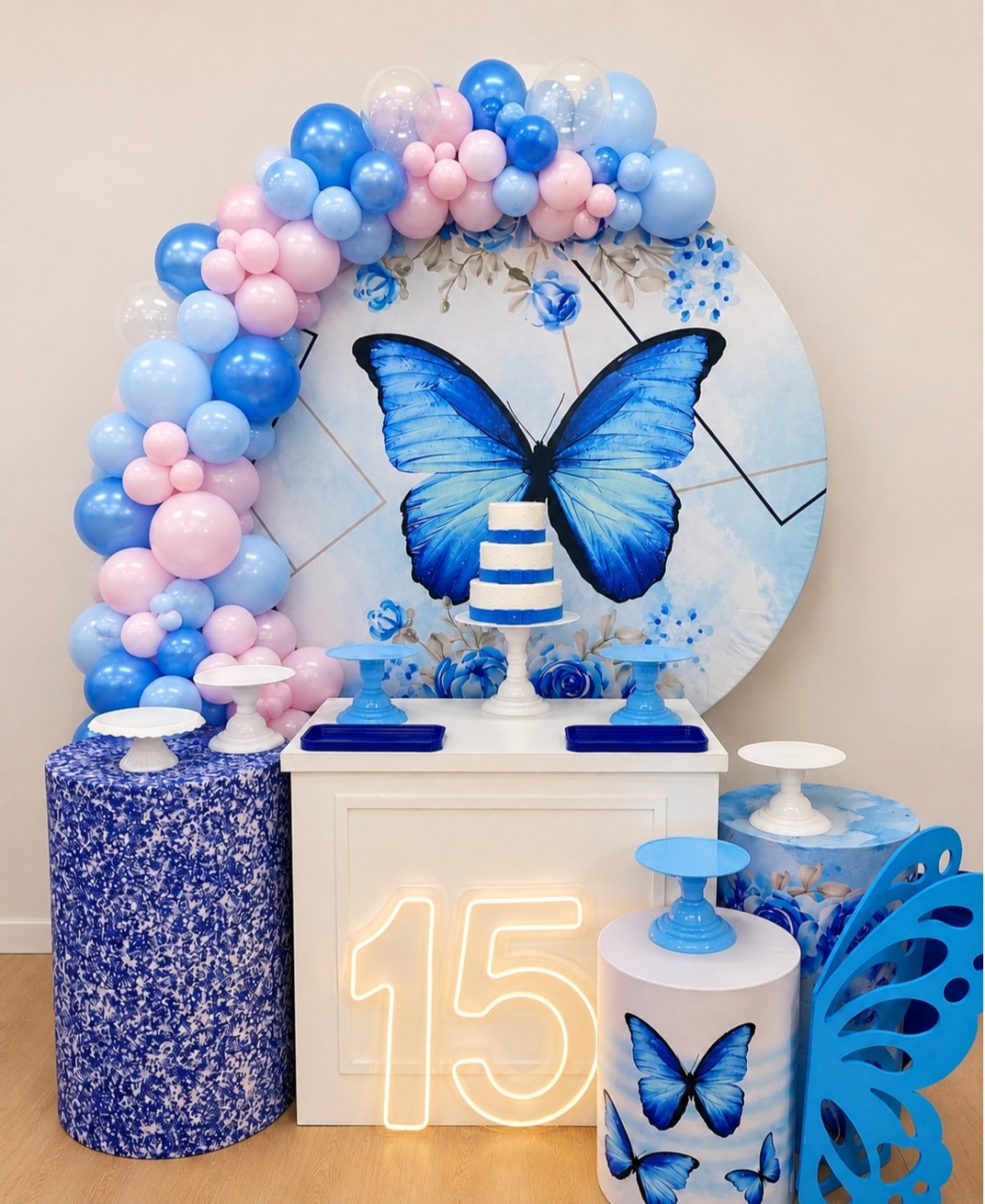 Borboleta Azul 15 Anos - Decoracoes4you