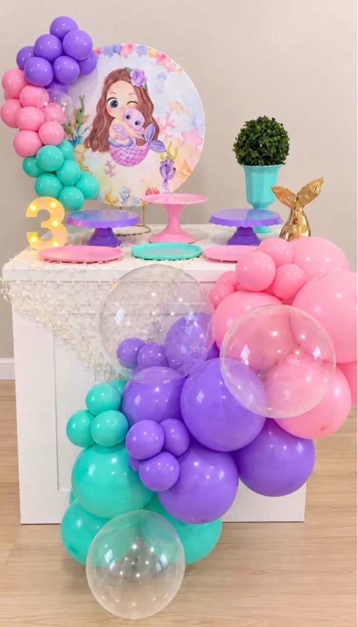 Sereia Ariel Festa Mesa Mar - Decoracoes4you