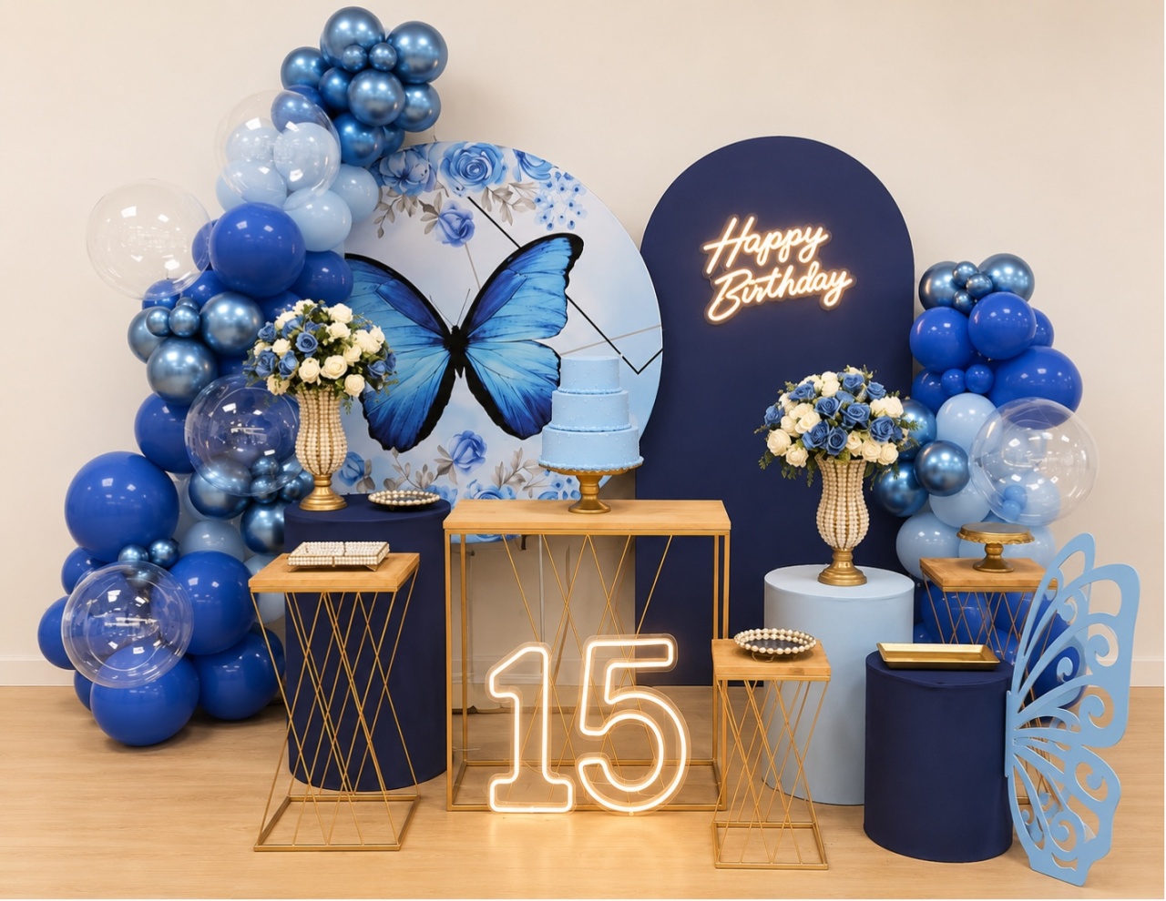 Borboleta Azul 15 Anos - Decoracoes4you