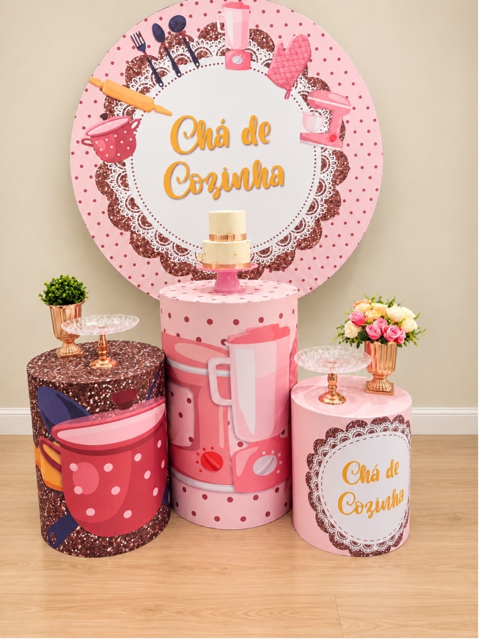 Chá de Cozinha Rosa Simples - Decoracoes4you