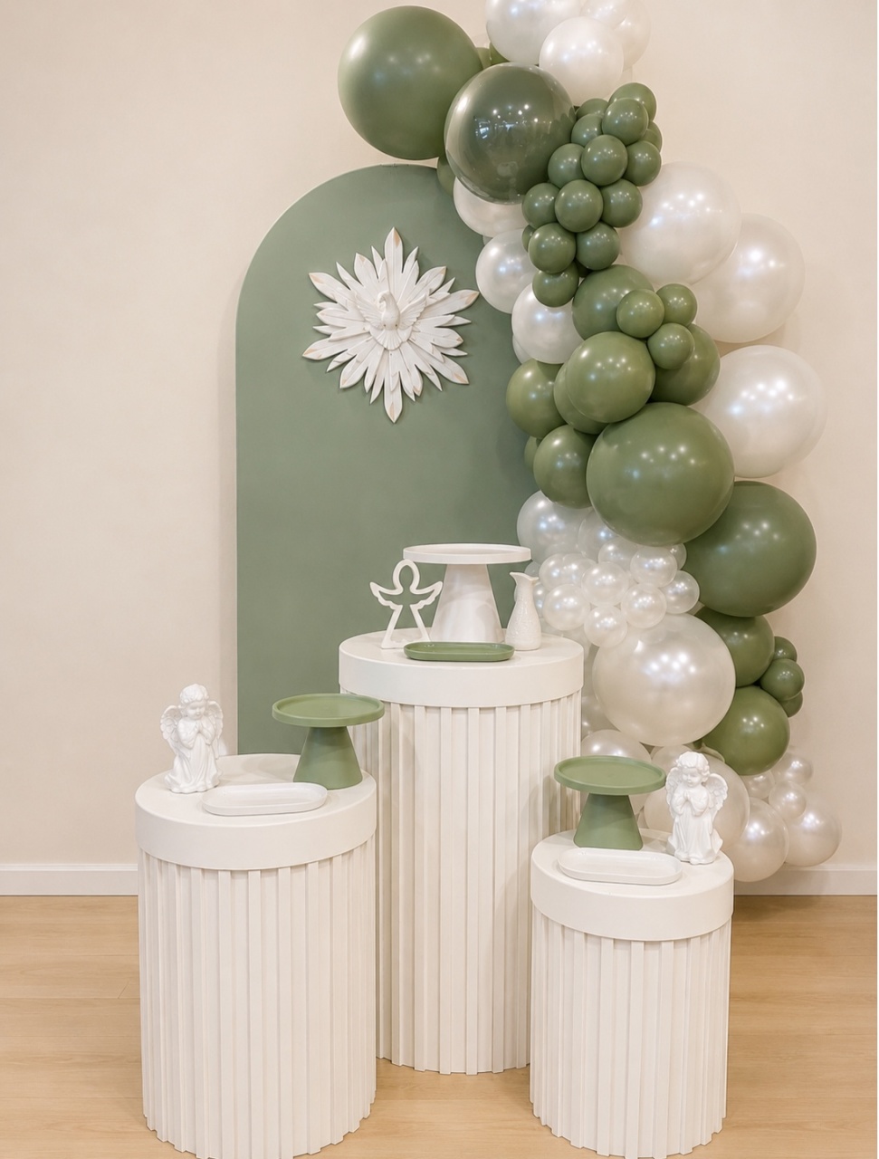Batizado Batismo Mesa Madeira Verde - Decoracoes4you