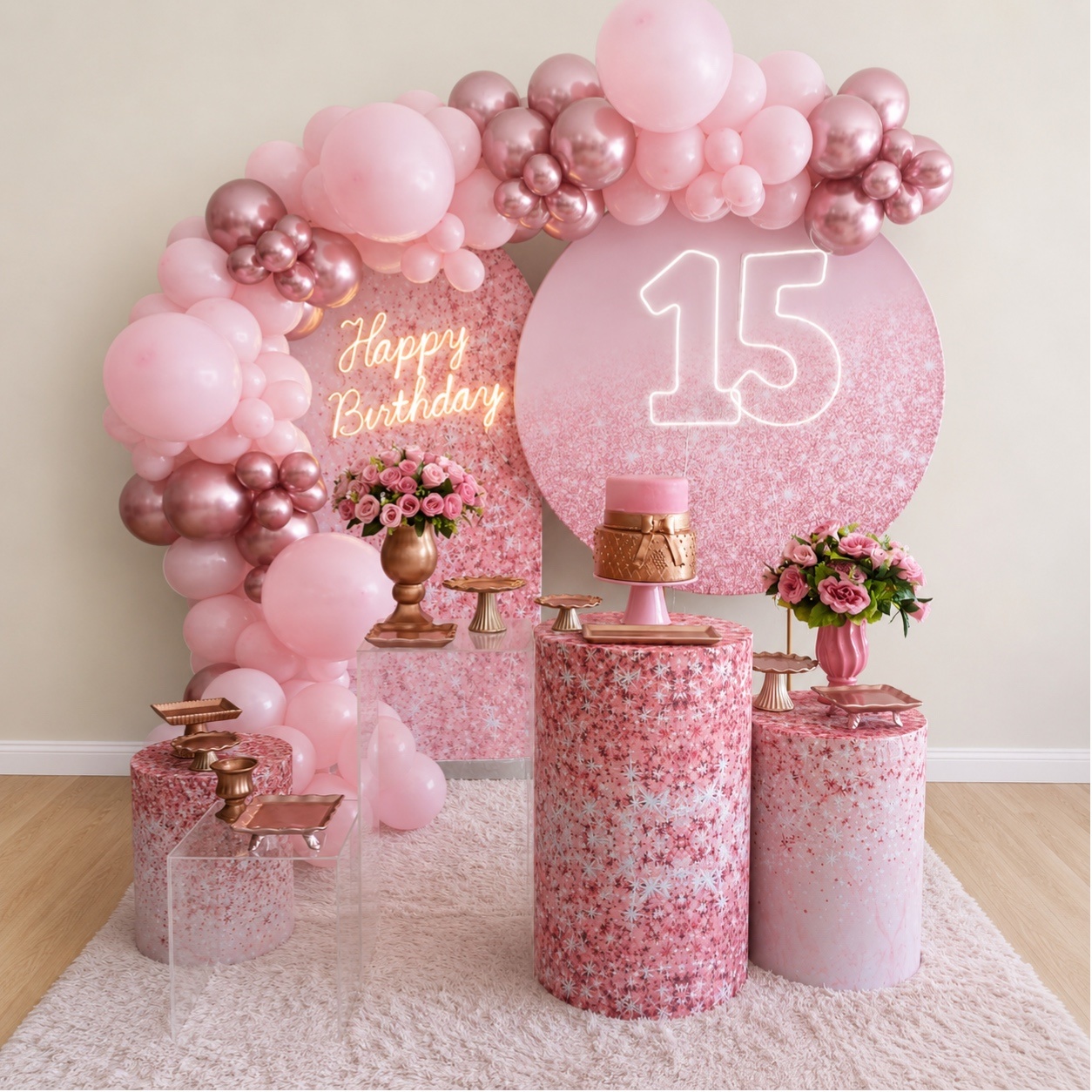 Debutante 15 Anos - Rosa Glitter - Decoracoes4you