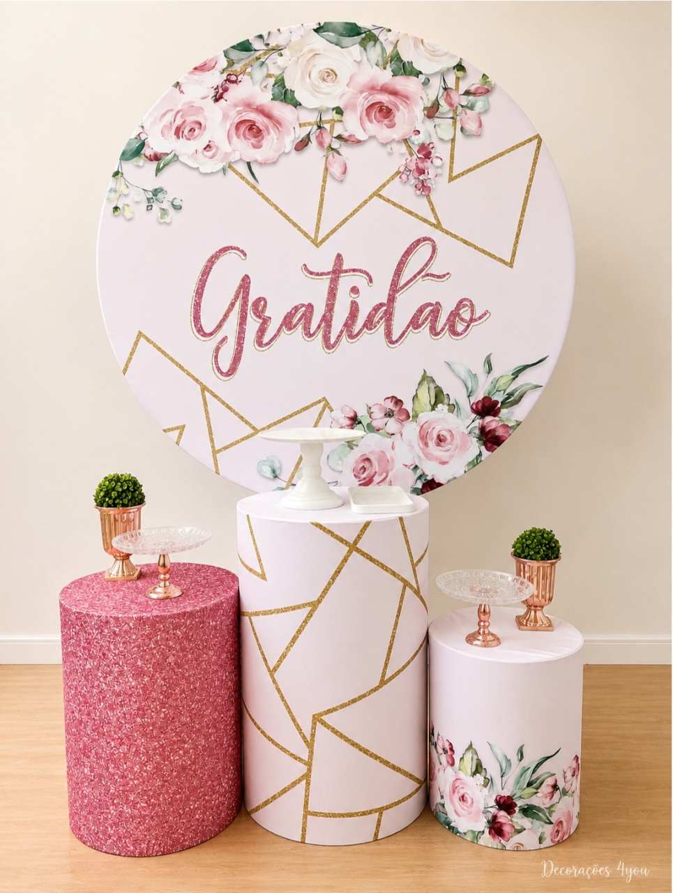 Adulto Gratidão Rosa - Decoracoes4you