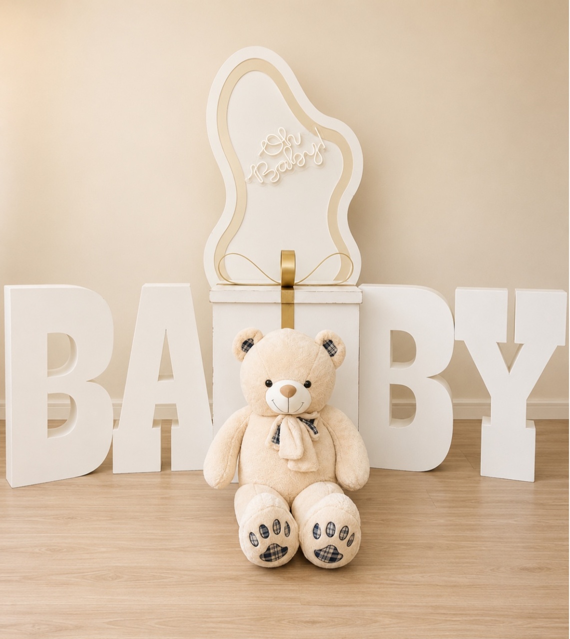 Branco Dourado Letras Baby Cha de Bebê - Decoracoes4you