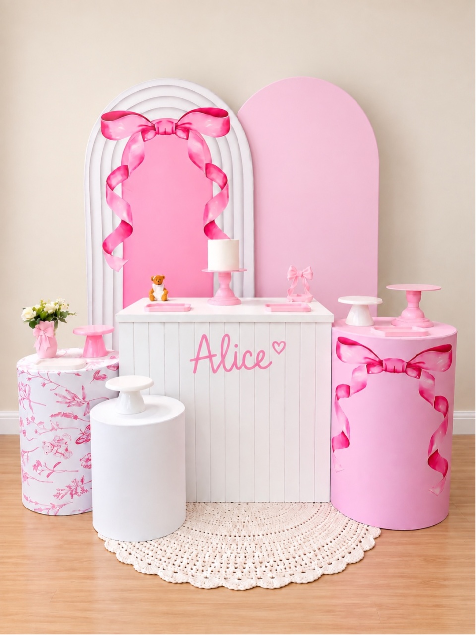 Laço Rosa Com Nome - Decoracoes4you