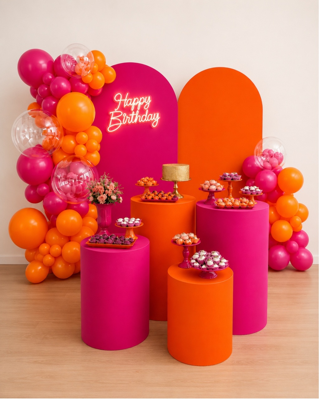 Rosa Pink Com Laranja - Decoracoes4you