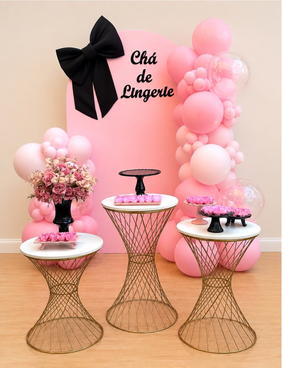 Chá Lingerie Rosa Laço - Decoracoes4you
