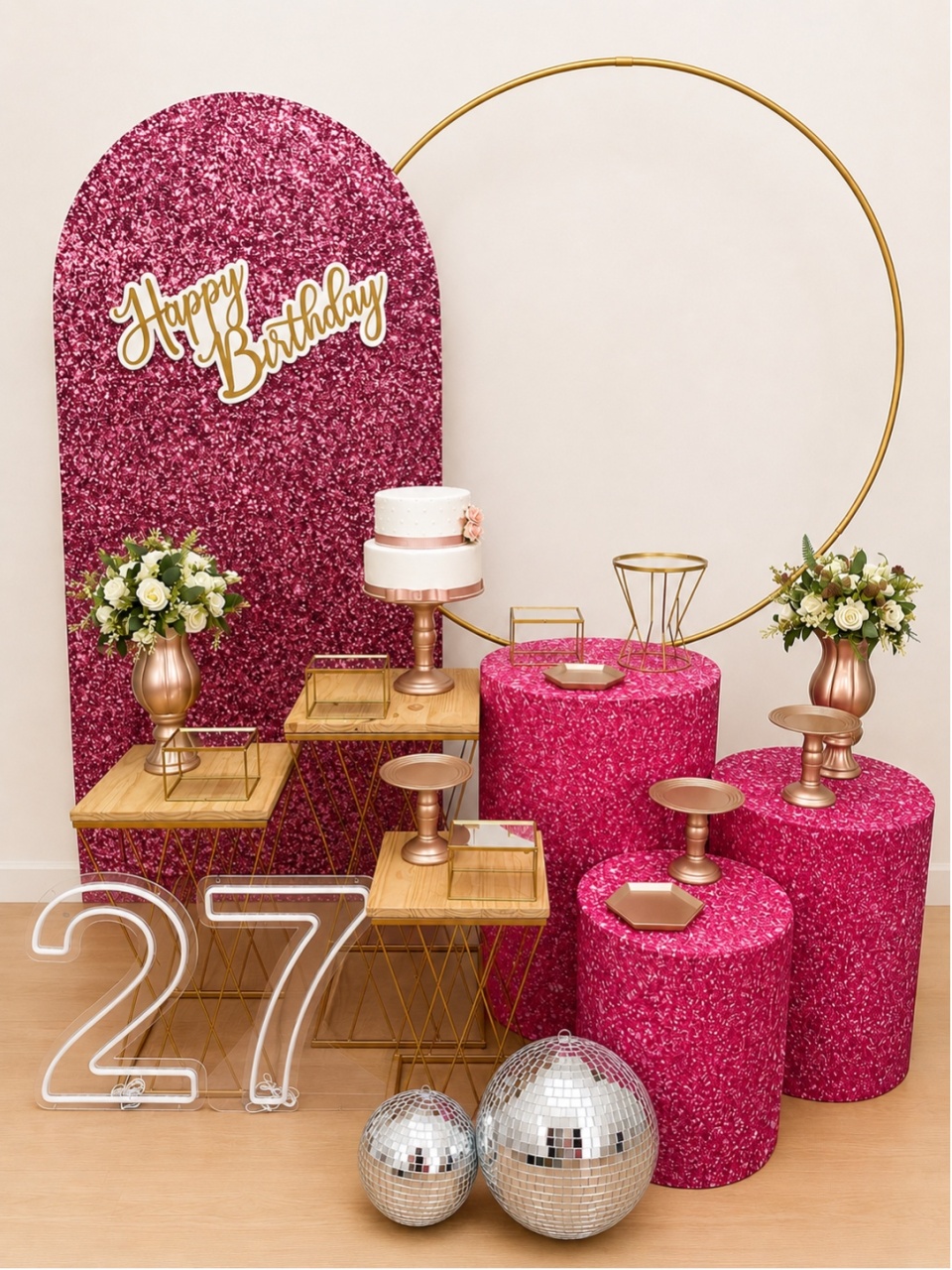 Rosa Pink Dourado - Decoracoes4you